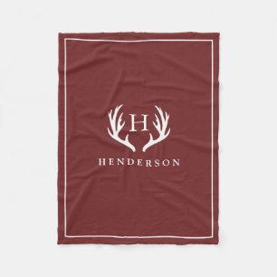 Couverture Polaire Rouge rustique de canneberge de monogramme