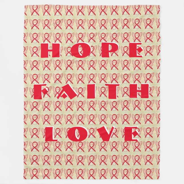 Couverture Polaire Rouge Sensibilisation Ruban Angel personnalisé Bla (Devant)