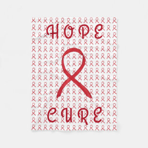 Couverture Polaire Rouge Sensibilisation Ruban Sang Cancer Volet Blan