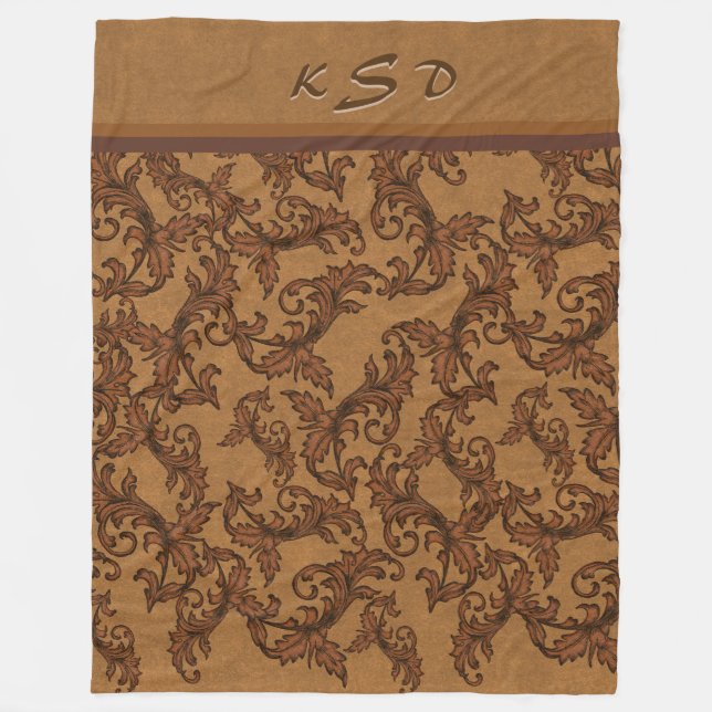 Couverture Polaire Rouille monoramée et persiennes en or (Devant)