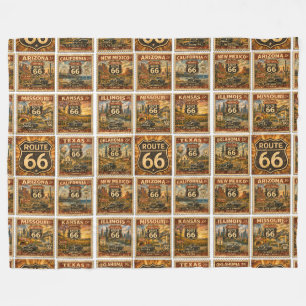 Couverture Polaire route 66 Déco Voyage Américaine Doux Plaid Art