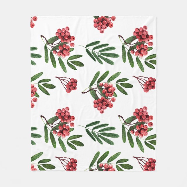 Couverture Polaire Rowan d'automne, Arrière - plan d'aquarelle brilla (Devant)