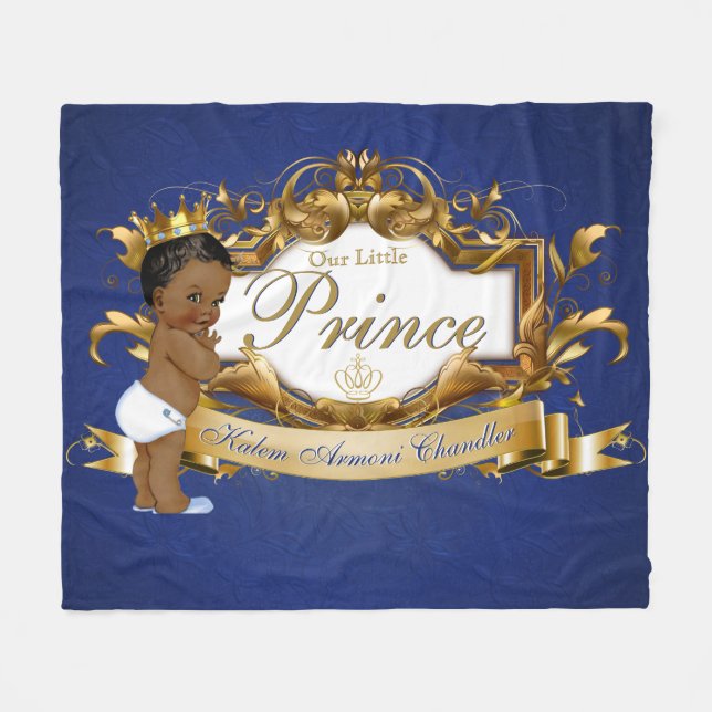 Couverture Polaire Royal African Prince Bleu et Gold Fance (Devant (Horizontal))