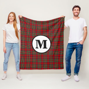 Couverture Polaire Royal Stewart Tartan Plaid Scottish Clan Monogram