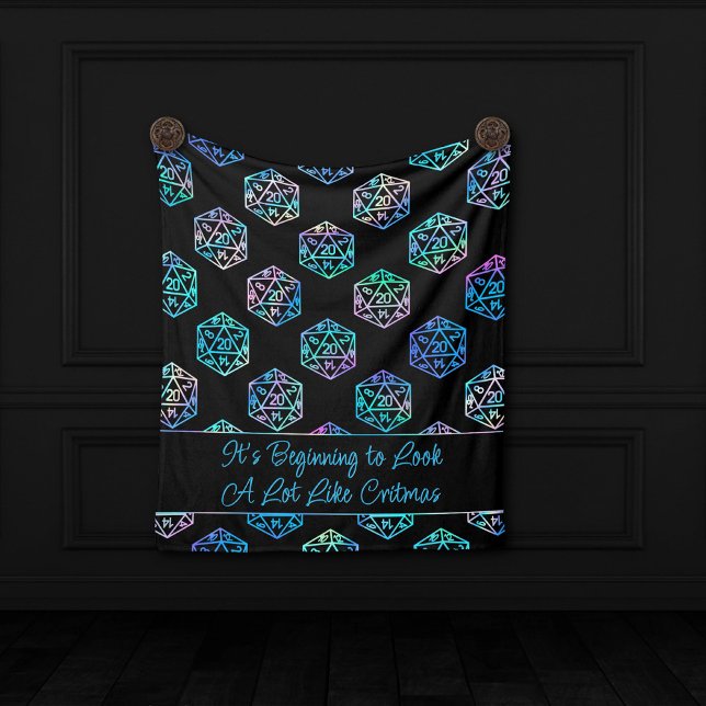 Couverture Polaire RPG Critmas | Holo Retro Tabletop Role Player Dice (Créateur téléchargé)