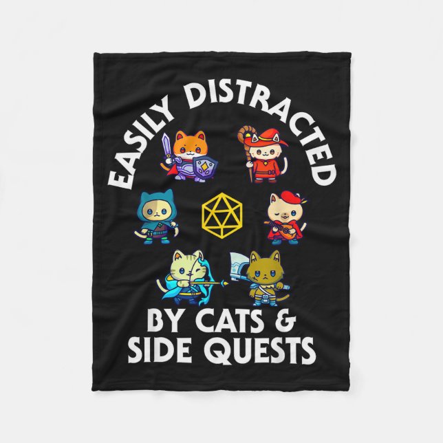 Couverture Polaire Rpg Gamer Cats Side Quest Funny Nerd Adhd Cat Men  (Devant)