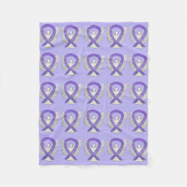 Couverture Polaire Ruban de protection contre le cancer de la lavande (Devant)