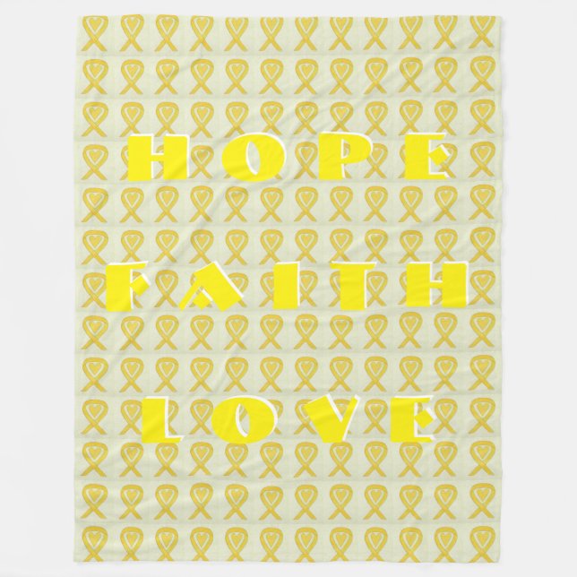 Couverture Polaire Ruban de sensibilisation jaune Coeur Personnalisé  (Devant)