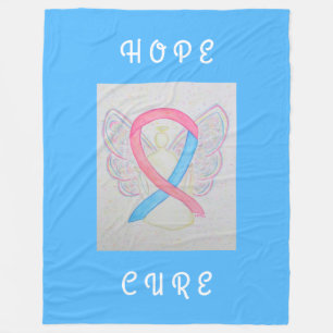 Couverture Polaire Ruban de sensibilisation rose et bleu Angel Chemo 