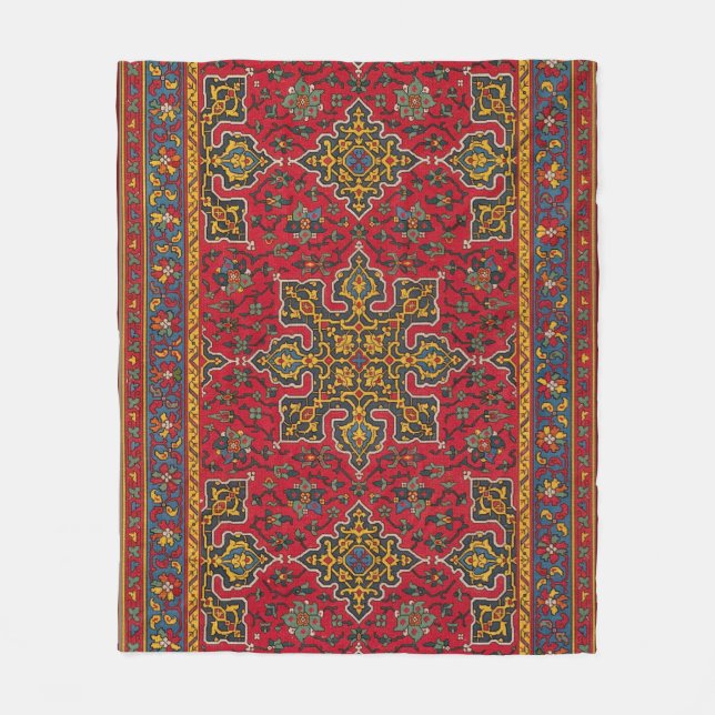 Couverture Polaire Ruban perse rouge et or (Devant)