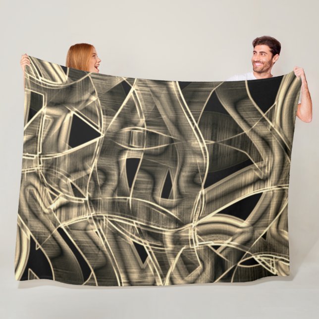 Couverture Polaire Rubans courbés beiges, contrastés par trait gaufré (En situation)