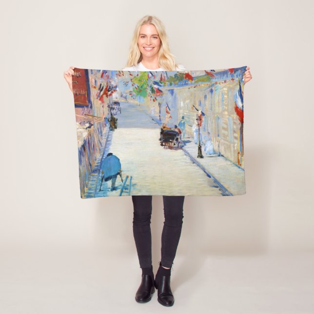Couverture Polaire Rue avec drapeaux français, Manet (En situation)