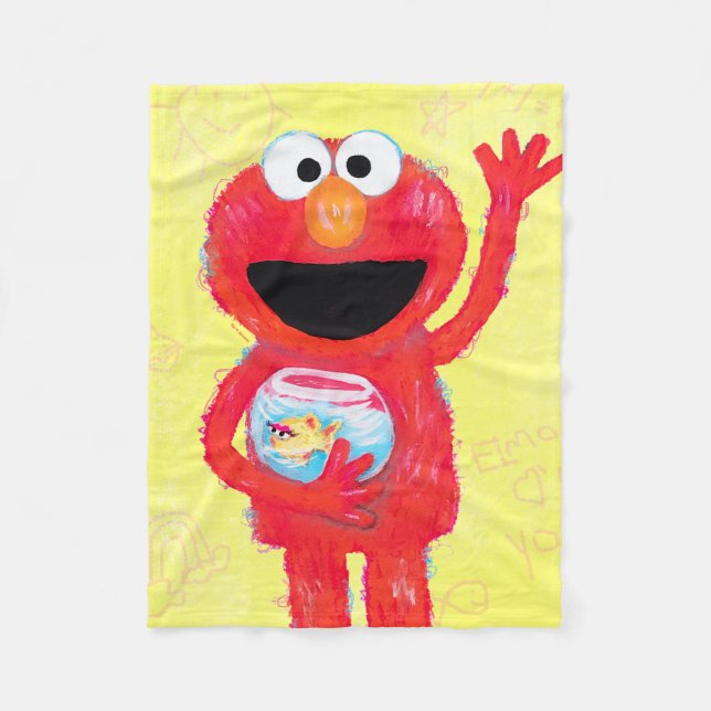 Couverture Polaire Rue Sésame | Elmo avec Goldfish (Devant)