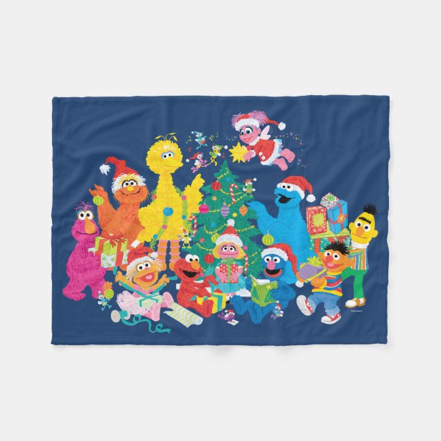 Couverture Polaire Rue Sésame | Noël avec toute la bande (Devant (Horizontal))
