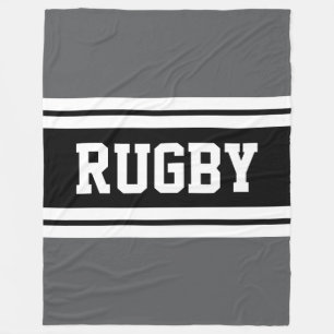 Couverture Polaire RUGBY Athletic Grey Black White Racing Stripes