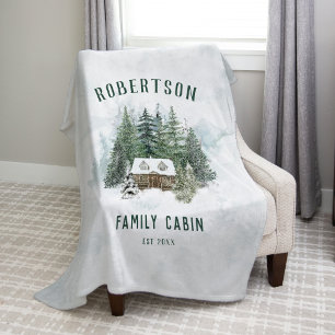 Couverture Polaire Russe Aquarelle Pine Forest Cabine de famille