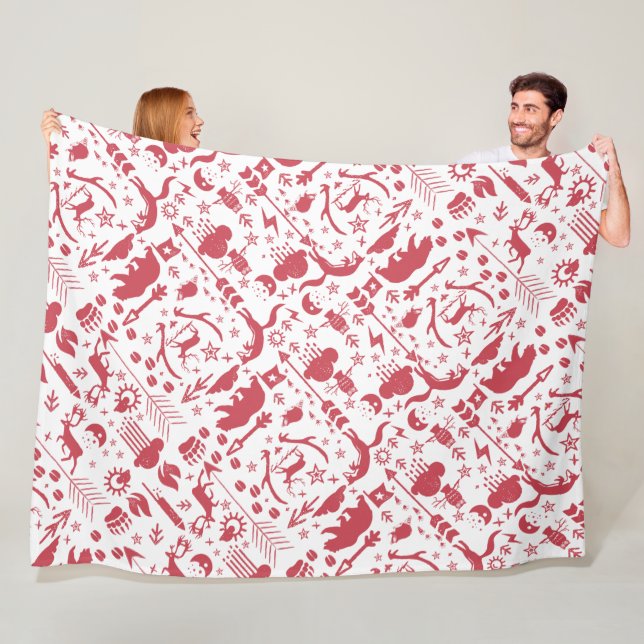 Couverture Polaire Russe Chouette rouge ours Renard Motif forestier (En situation)