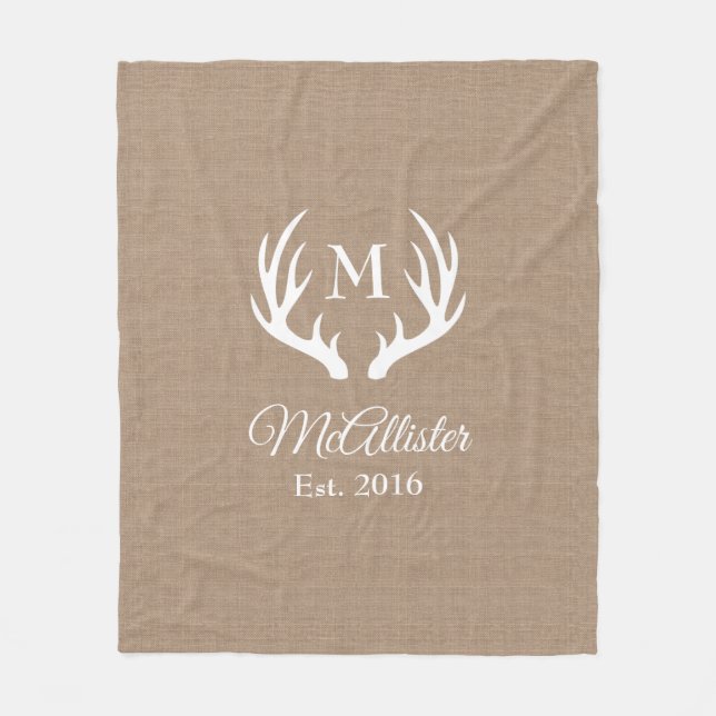 Couverture Polaire Russe Pays Blancs Antlers Cerfs | Personnalisé (Devant)