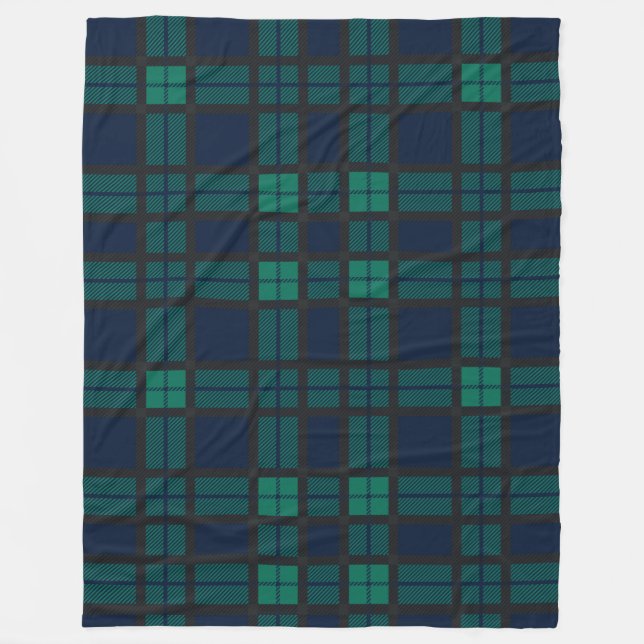 Couverture Polaire Russe Plaid Green Check Blackwatch Tartan (Devant)