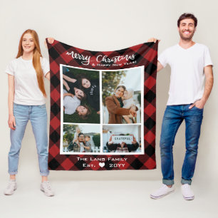Couverture Polaire Russe Rouge noir Buffle Joyeux Noël Photo