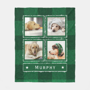 Couverture Polaire Russe Vert Denim Buffalo Plaid 4 Photo Chien Grand