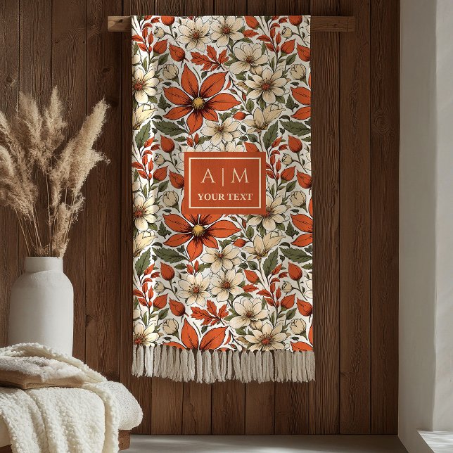 Couverture Polaire Rustic Fall Floral Copper Terracotta Olive Blanket (Rustic Fall Flowers Copper Terracotta Olive Blanket

)