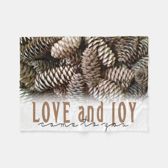 Couverture Polaire Rustic Holiday Love and Joy Pine Cone (Devant (Horizontal))