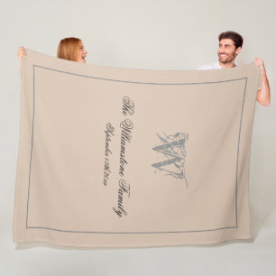 Couverture Polaire Rustic Mariage Cadeau Famille Nom Chic Monogramme