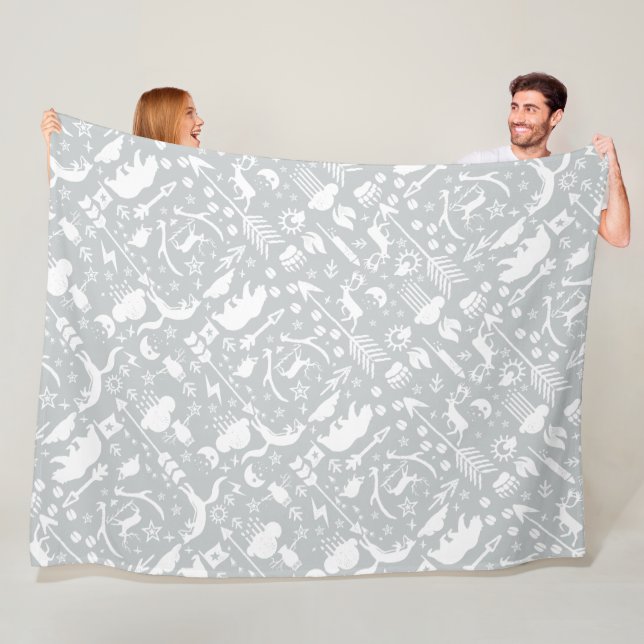 Couverture Polaire Rustic Owl Bear Deer Fox Woodland Créature Motif (En situation)