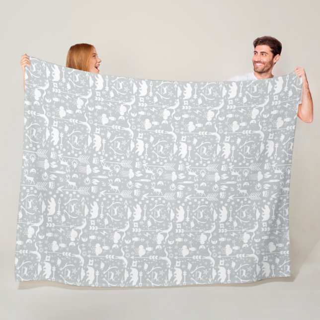 Couverture Polaire Rustic Owl Bear Deer Fox Woodland Créature Motif (En situation)