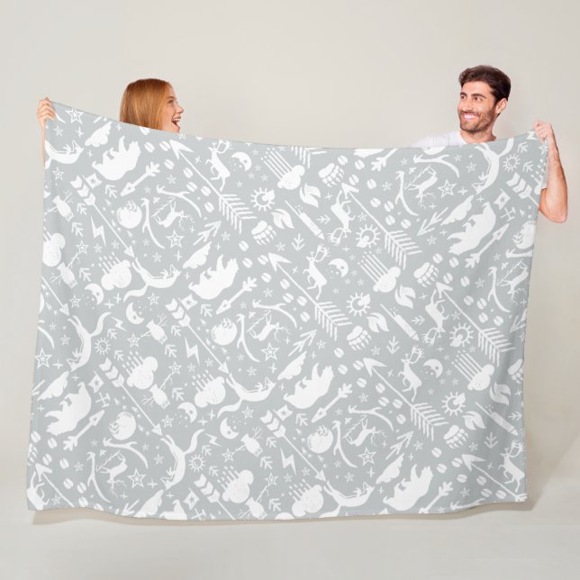 Couverture Polaire Rustic Owl Bear Deer Fox Woodland Créature Motif (En situation)