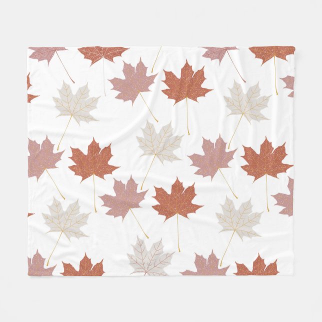 Couverture Polaire Rustique Botanique Terracotta Maple Feuille Motif (Devant (Horizontal))
