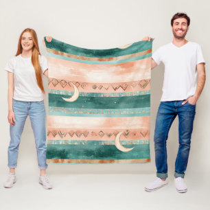 Couverture Polaire Rustique Céleste Rayure Lune Soleil Terreux (8)
