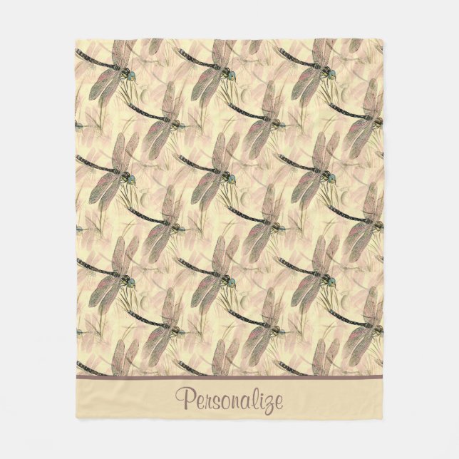 Couverture Polaire Rustique Dragonfly Art Design Motif (Devant)