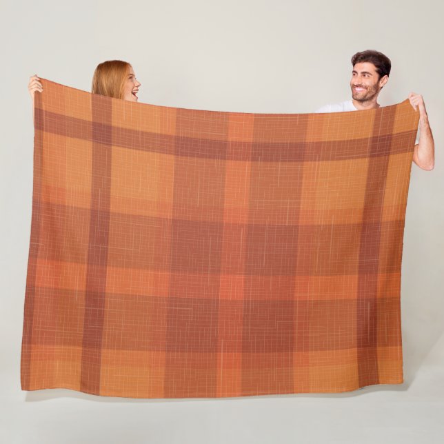 Couverture Polaire Rustique Orange Automne Plaid Tartan Enveloppement (En situation)