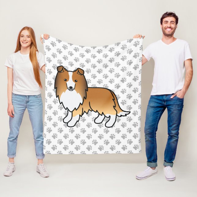Couverture Polaire Sable Shetland Sheepdog Shelter Dessin Chien (En situation)