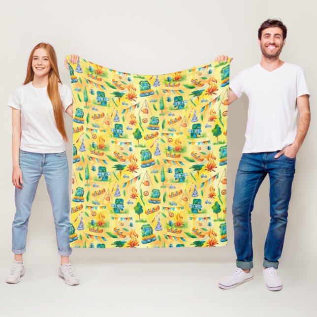 Couverture Polaire Sac à dos de camping sac de couchage motif bushcra (En situation)