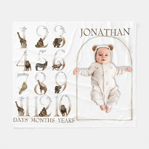 Couverture Polaire Safari Animaux Numéros de jungle Age de jalon