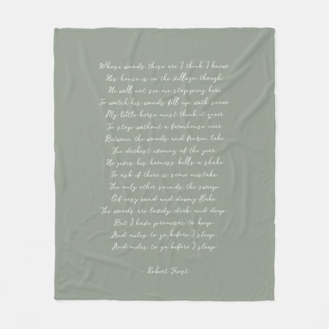 Couverture Polaire Sage Green Custom Poem Song Lyric Quote  (Devant)