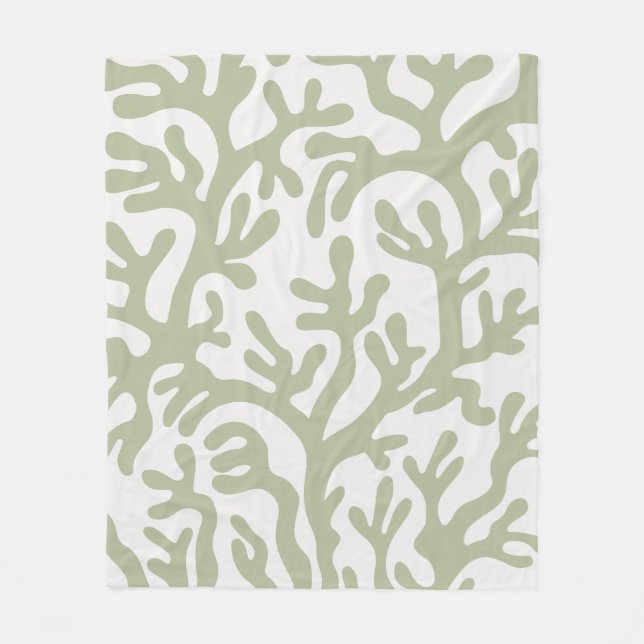 Couverture Polaire Sage Green esthétique Liquide Formes organiques Mo (Devant)