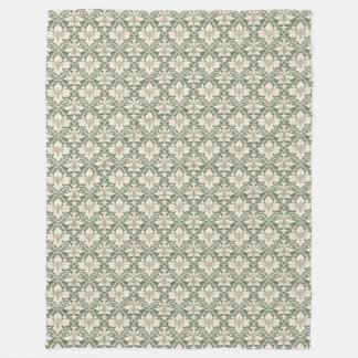 Couverture Polaire Sage Green & Ivory Damask Pattern Fleece Blanket