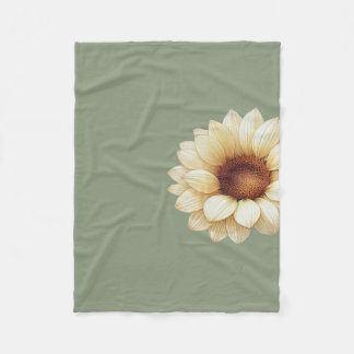 Couverture Polaire Sage Green Sunflower Throw Blanket Vintage Floral