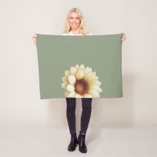 Couverture Polaire Sage Green Sunflower Throw Blanket Vintage Floral