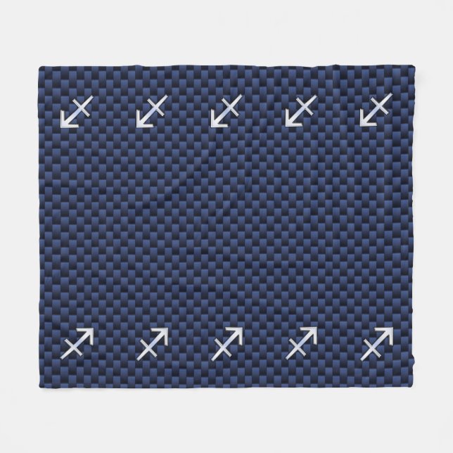 Couverture Polaire Sagittarius Zodiac Sign on Blue Carbon Fibre Print (Devant (Horizontal))