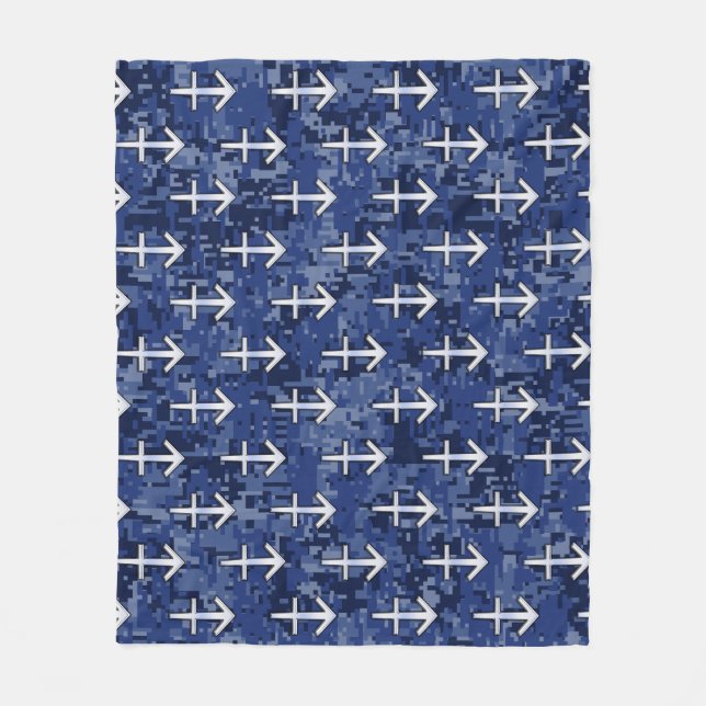 Couverture Polaire Sagittarius Zodiac Sign on Navy Camouflage numériq (Devant)