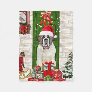 Couverture Polaire Saint Bernard Chien Noël