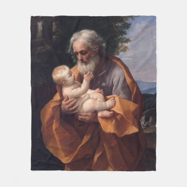 Couverture Polaire Saint Joseph avec Bébé Jésus Religieux catholique (Devant)