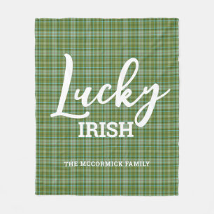 Couverture Polaire Saint Patrick's Day Lucky Irish Green Family Monog