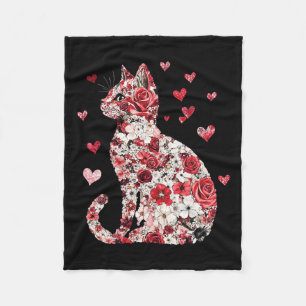 Couverture Polaire Saint-Valentin Coeur de chat - Bonne Saint-Valenti