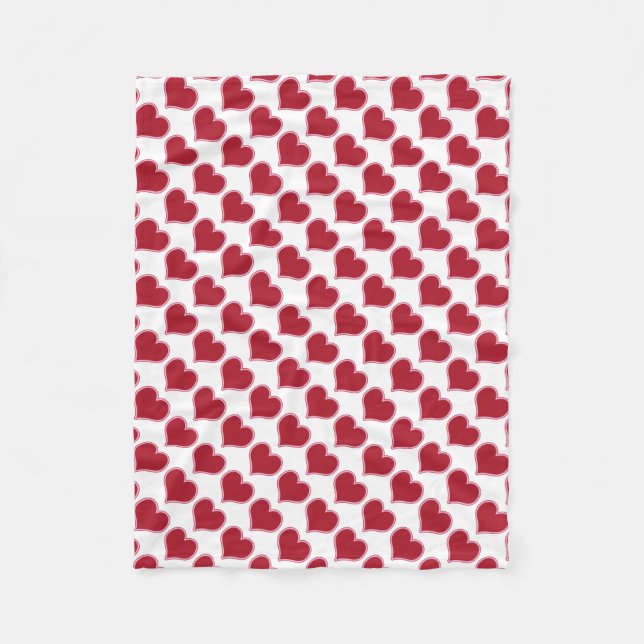 Couverture Polaire Saint-Valentin Coeurs rouges roses Aimer (Devant)